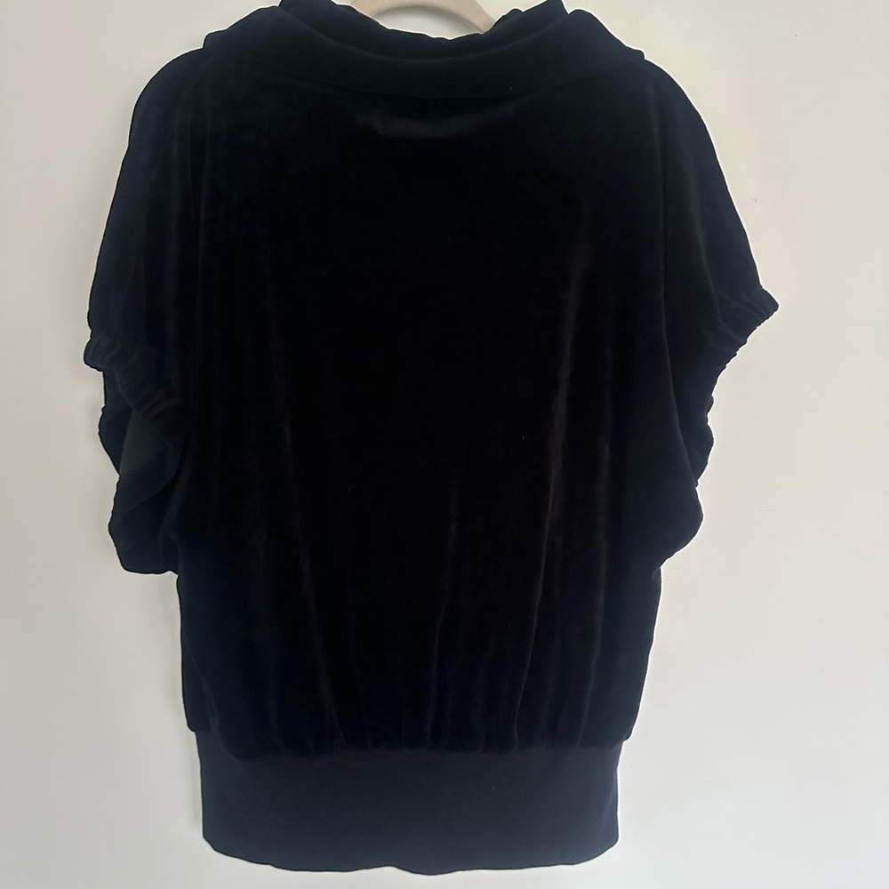 Vintage Juicy Couture Black Velour Zip Hoodie – Size M, Wide Collar, Y2K Style - Picture 7 of 9
